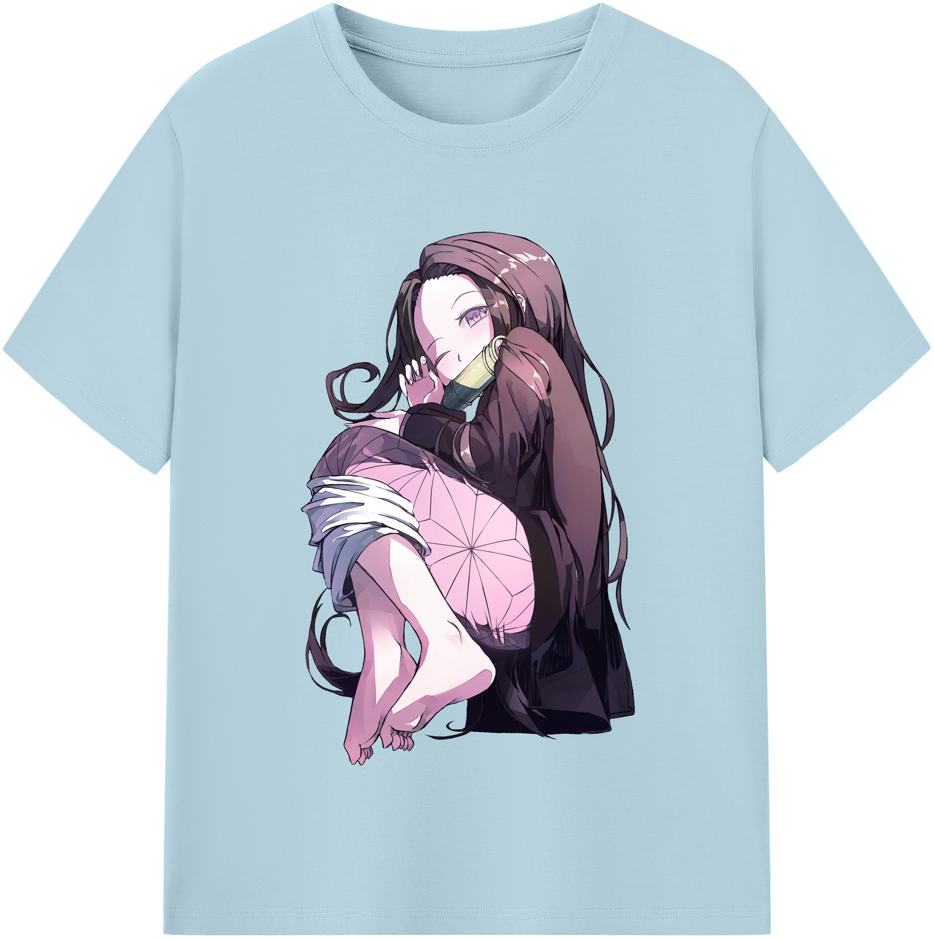 （画像用） 鬼滅の刃（きめつのやいば）竈門 禰󠄀豆子／かまど ねずこ Kamado Nezuko 綿100％半袖Tシャツ（フロントプリント）